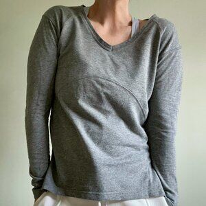 Z By Zella Keyhole Back Long Sleeve Athletic Top Gray Size XS